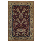 Stickley Bungalow Garden hand-knotted wool rug with Arts and Crafts botanical designs in burgundy and gold.