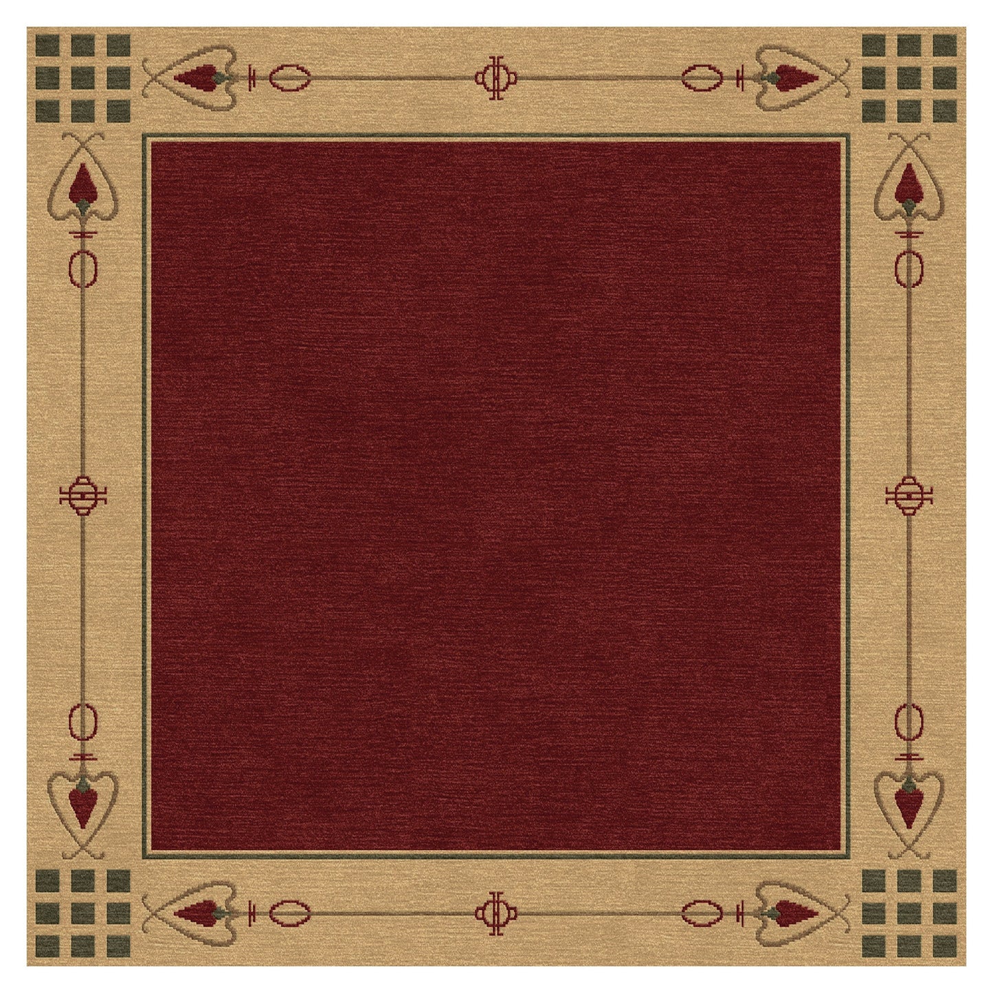 Highland Park Stickley  Wool Rug- Red