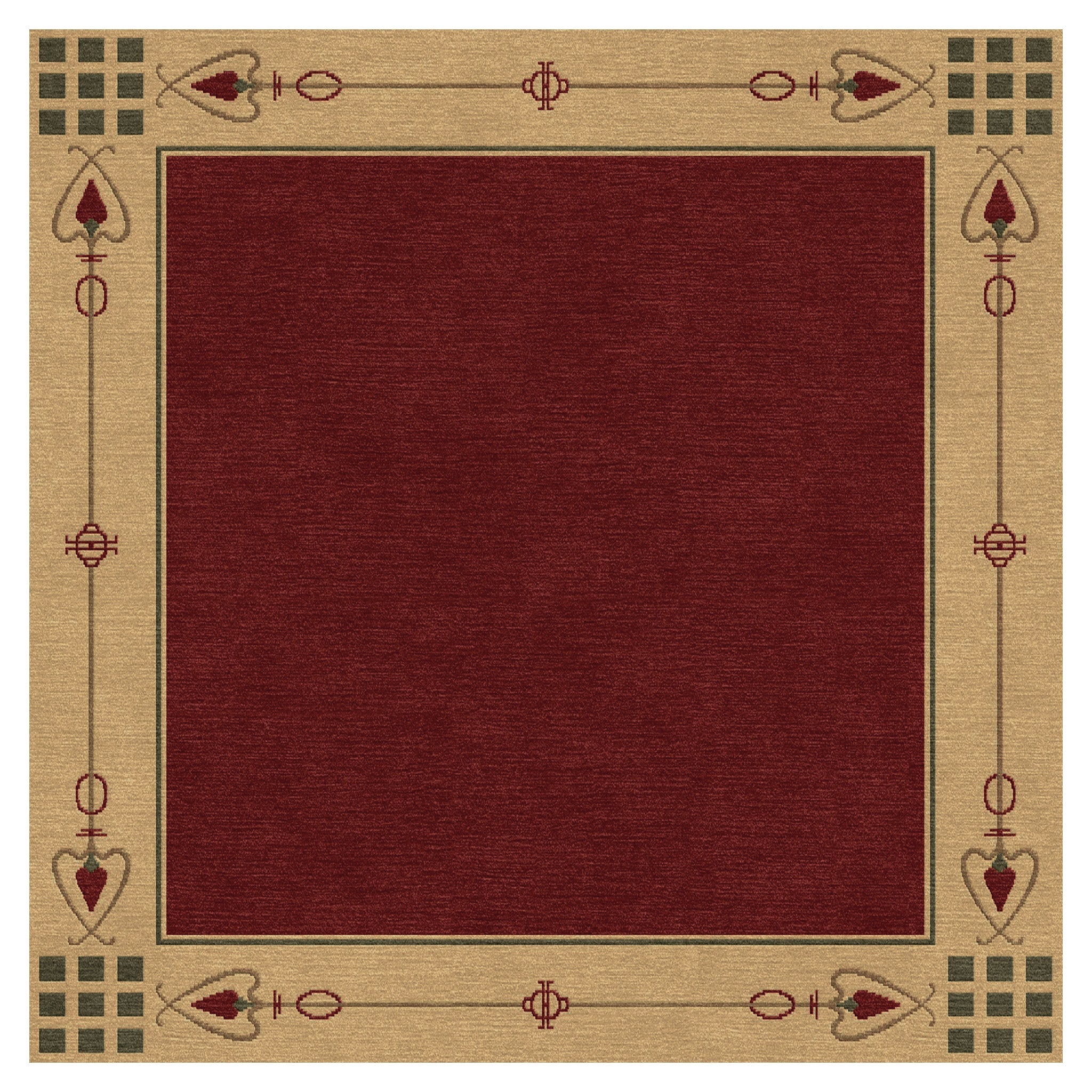 Highland Park Stickley  Wool Rug- Red