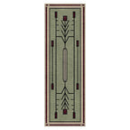 Prairie Green Stickley wool runner rug with a geometric, stained glass-inspired design.