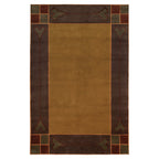 Paradise Valley Stickley wool rug in gold, brown, and green Arts and Crafts style design.