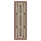 Prairie Sand Stickley runner wool rug with a beige, red, and black geometric Prairie school design.