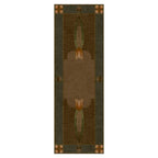 Monterey Grove Stickley wool runner rug with Arts and Crafts tulip motif in earth tones