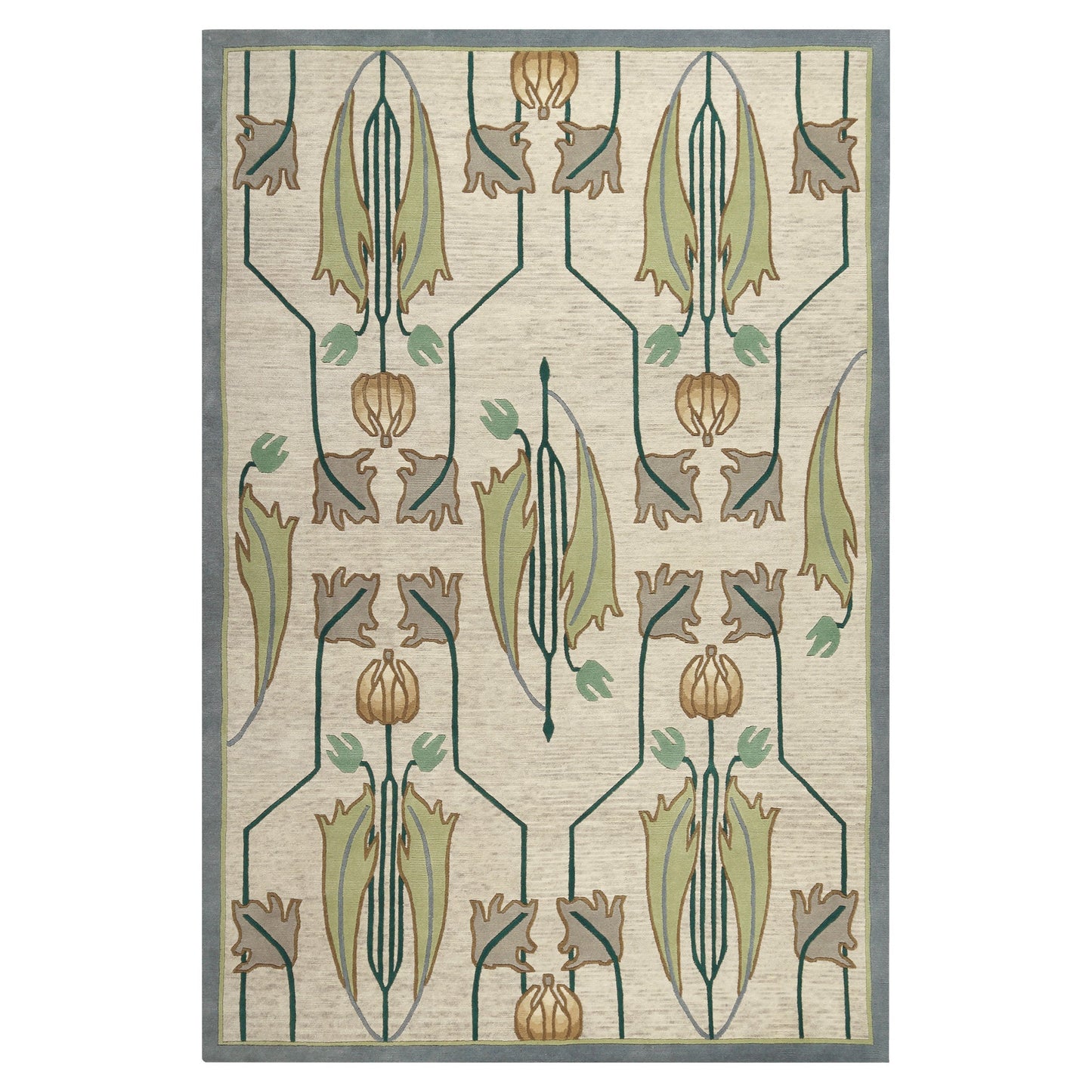 Rennie Tulip Stickley  Wool Rug- Ivory