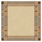 Stickley Prairie Studio wool rug with a beige center and geometric double border.