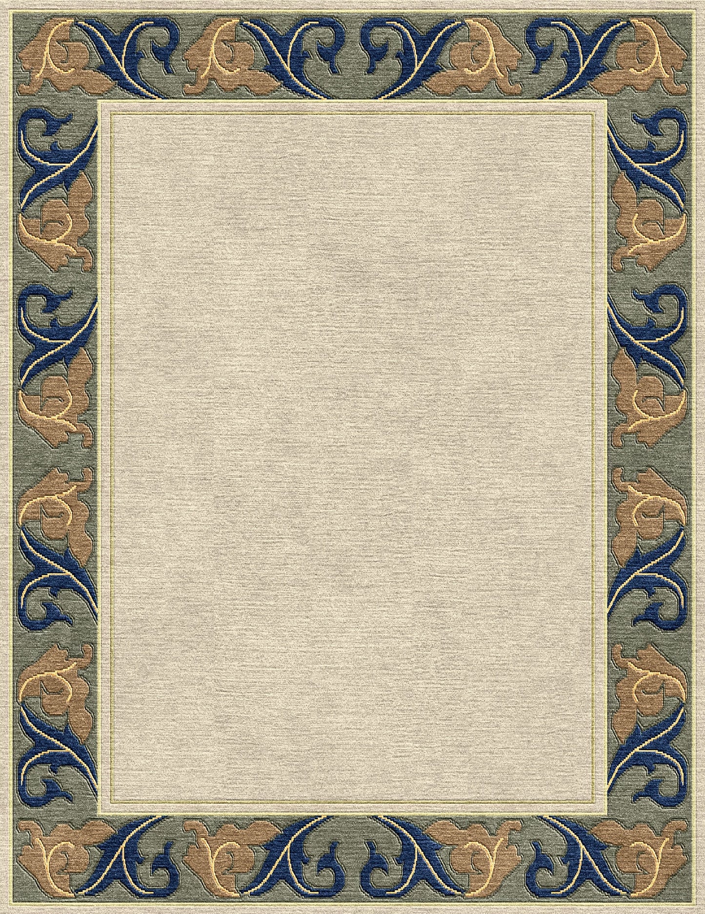 Voysey Cream Border Stickley  Wool Rug