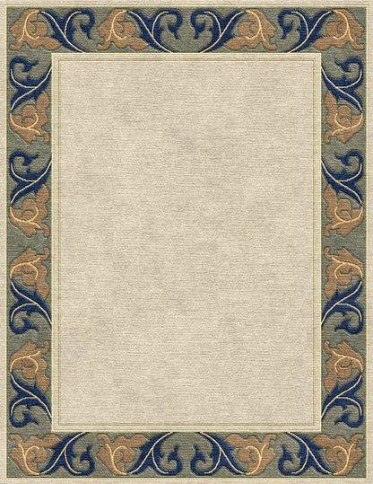 Voysey Cream Border Stickley  Wool Rug