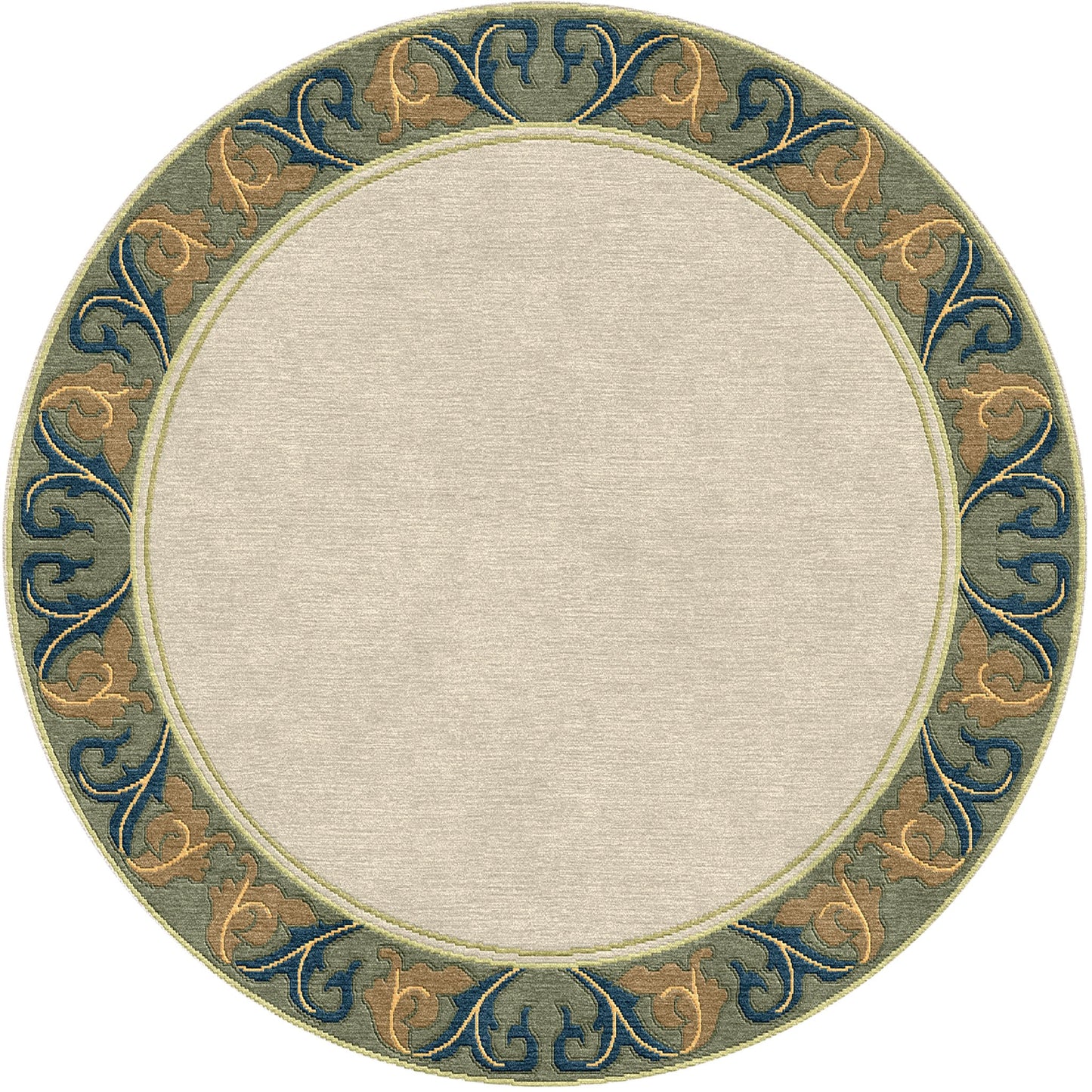Voysey Cream Border Stickley  Wool Rug