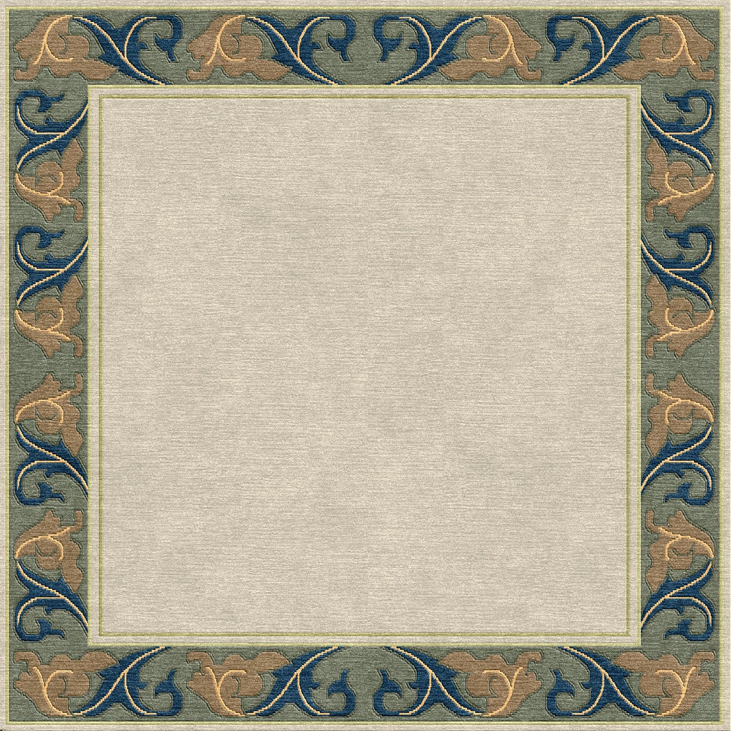 Voysey Cream Border Stickley  Wool Rug