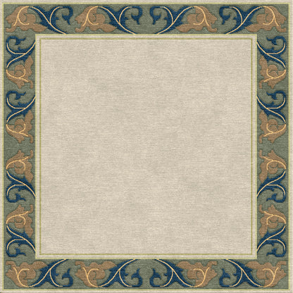 Voysey Cream Border Stickley  Wool Rug
