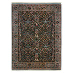 Morris Arts and Crafts Stickley rug with intricate floral patterns and fringe.