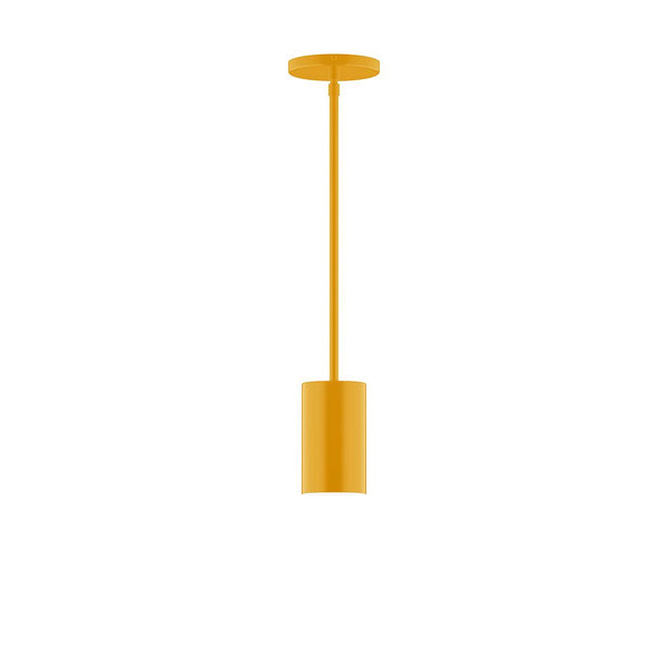Axis yellow mini cylinder LED pendant light with matching stem and canopy
