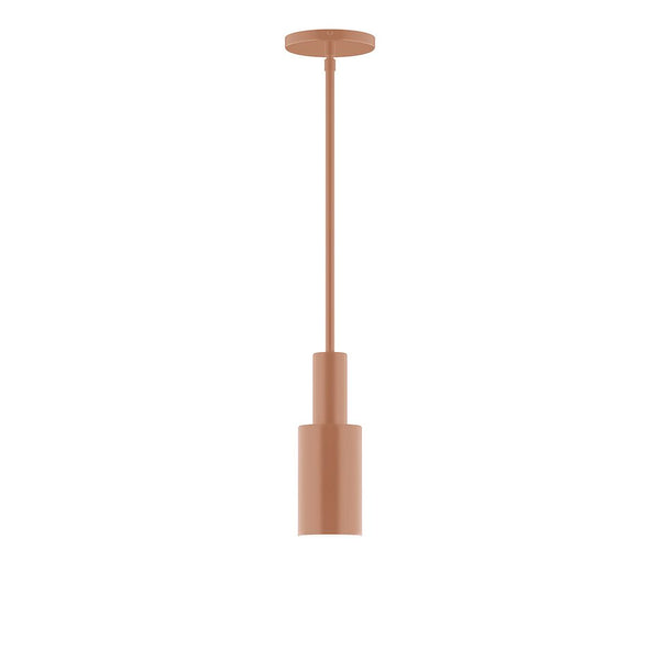 Terracotta orange Stack Cylinder LED pendant light with a modern geometric design.