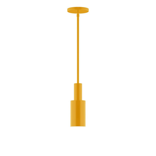 Yellow Stack Cylinder Pendant light fixture with a modern geometric design and matching stem.