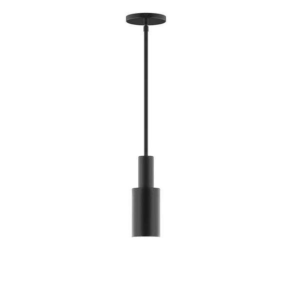 Matte black Stack Cylinder LED pendant light with a modern, tiered geometric design.