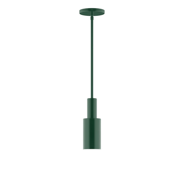 Forest green Stack Cylinder Pendant light with a powder-coated finish and matching stem.