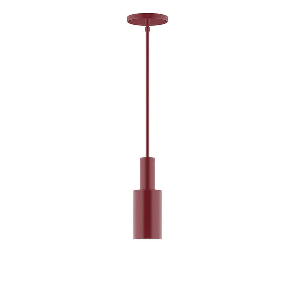 Red Stack Cylinder Pendant light with a matte burgundy finish and matching stem.