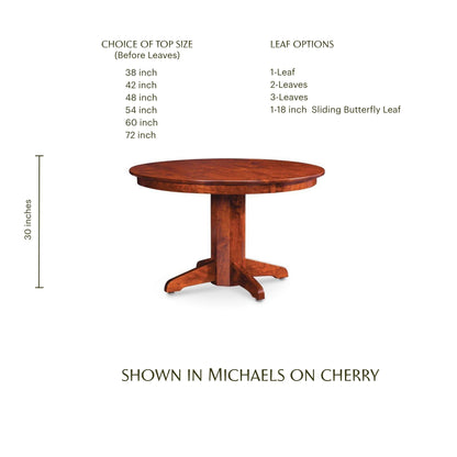 Shenandoah Single Pedestal Table with Leaves- Small