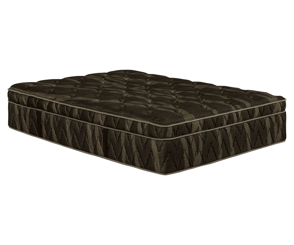 Astra Luxe Mattress in dark brown with a quilted Euro-top design.