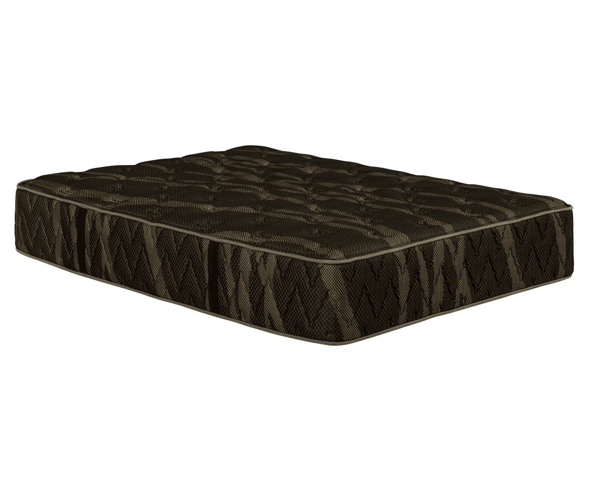 Lumina dark brown tight-top mattress with textured pattern and piped edges