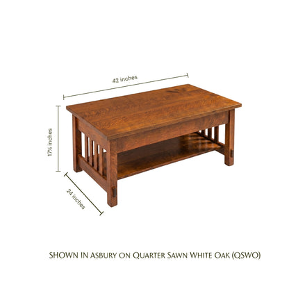 Springhill Craftsman Open Lift Top Coffee Table