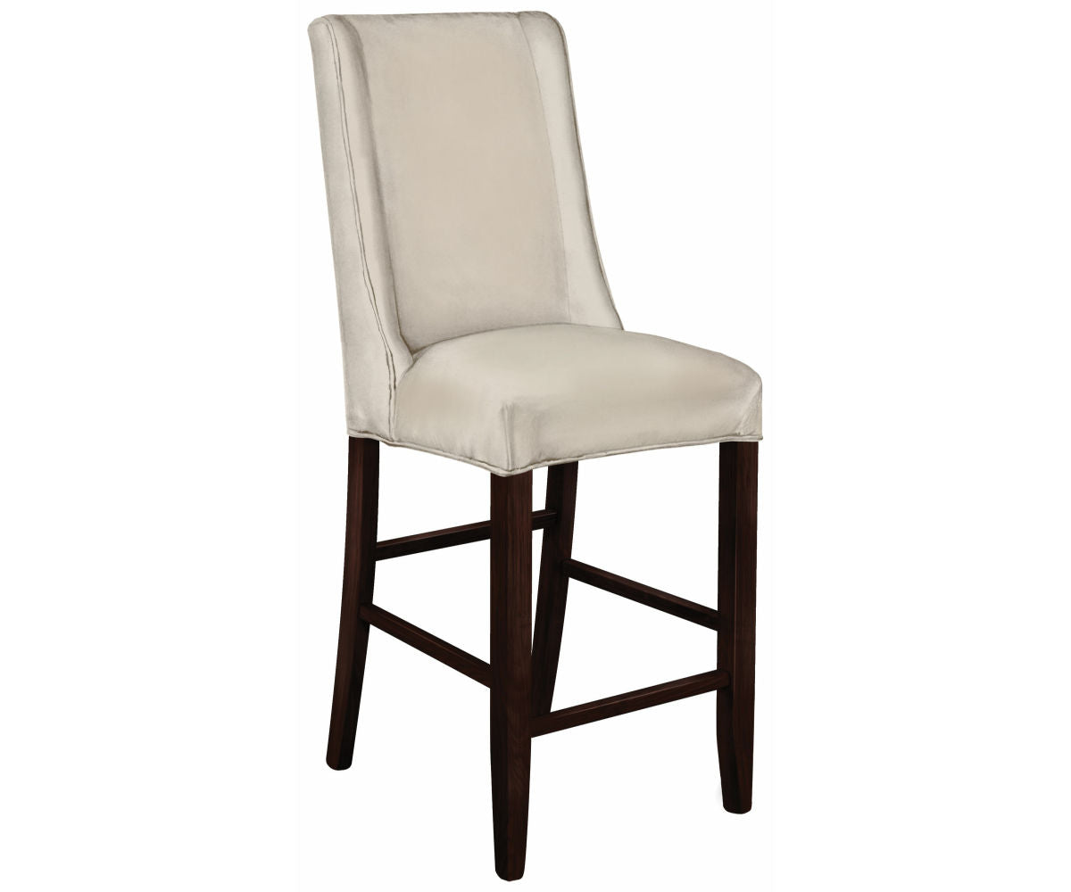 Stella Bar Chair with cream fabric upholstery and dark wood legs