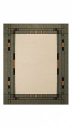 Prairie Summer hand-tufted rug with a cream center and geometric green border