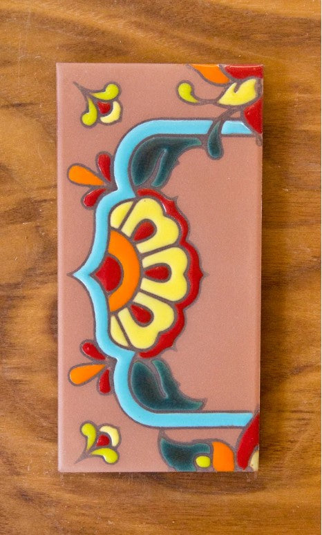 Talavera Turquoise on Terracotta 3x6 Address Number Tiles