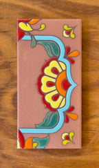Talavera Turquoise on Terracotta 3x6 Address Number Tiles