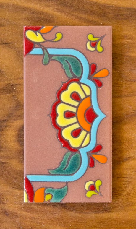 Talavera Turquoise on Terracotta 3x6 Address Number Tiles