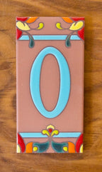 Talavera Turquoise on Terracotta 3x6 Address Number Tiles