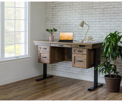 Adjustable Height Executive Desk with Drawers