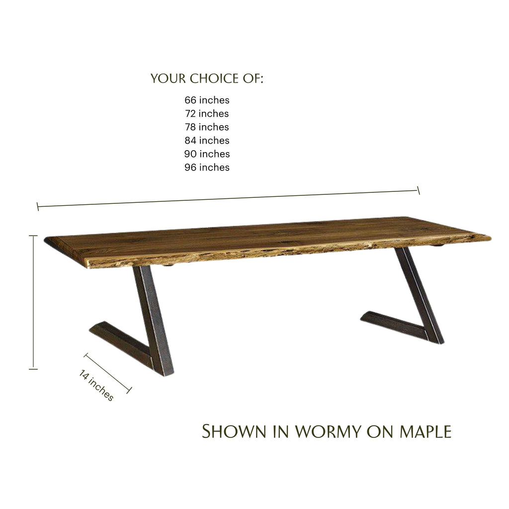 Build Your Own Live Edge Dining Bench- Wormy Maple