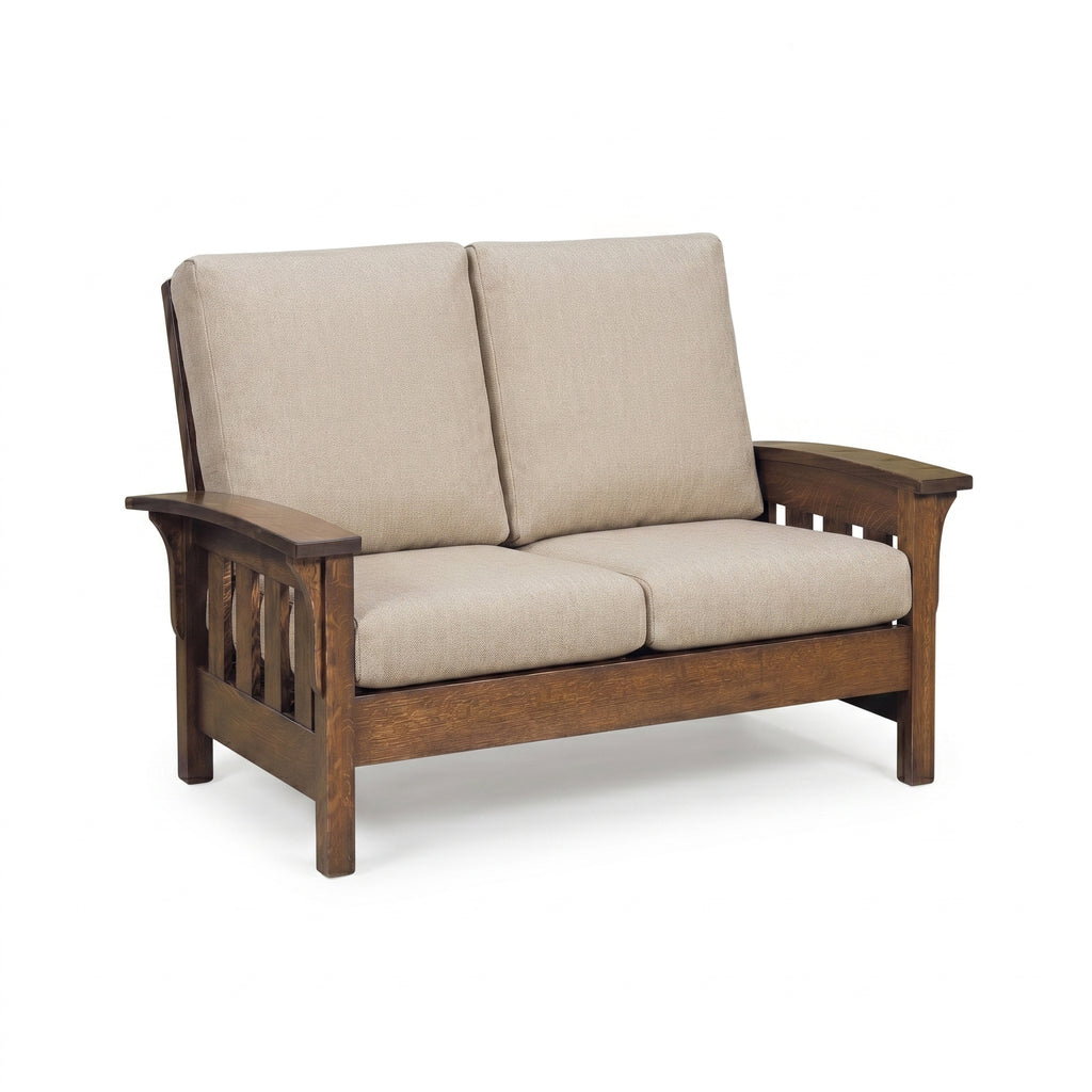 Bent Arm Wood Loveseat