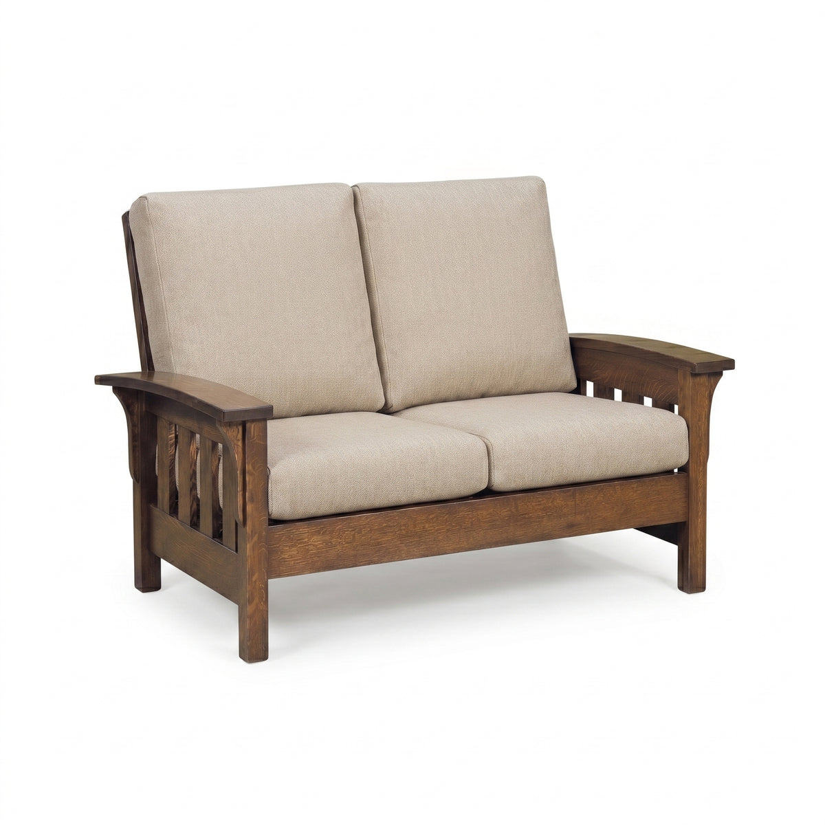 Bent Arm Wood Loveseat