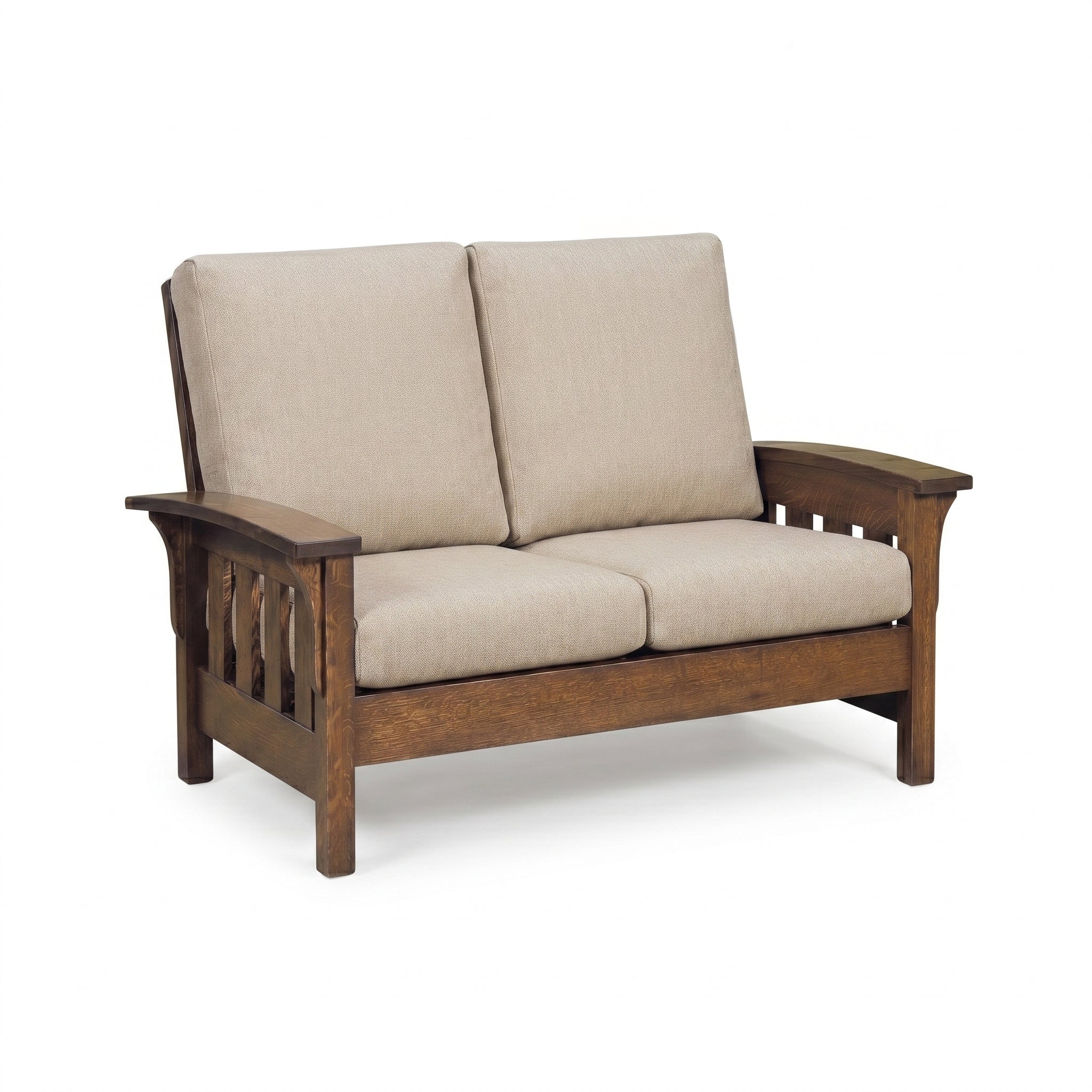 Bent Arm Wood Loveseat