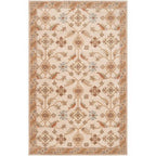 Carthage Beige hand-tufted wool rug with traditional floral motifs and border.