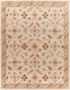 Carthage Beige hand-tufted wool rug with traditional floral patterns and neutral tones.