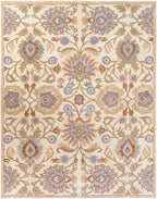 Mediterranean Lilac hand-tufted wool rug with a lavender and beige floral pattern.