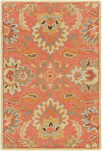 Mediterranean Cider hand-tufted wool rug with a burnt orange floral pattern