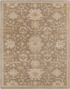 Julian Sand hand-tufted wool rug with a warm sand-colored traditional floral pattern.