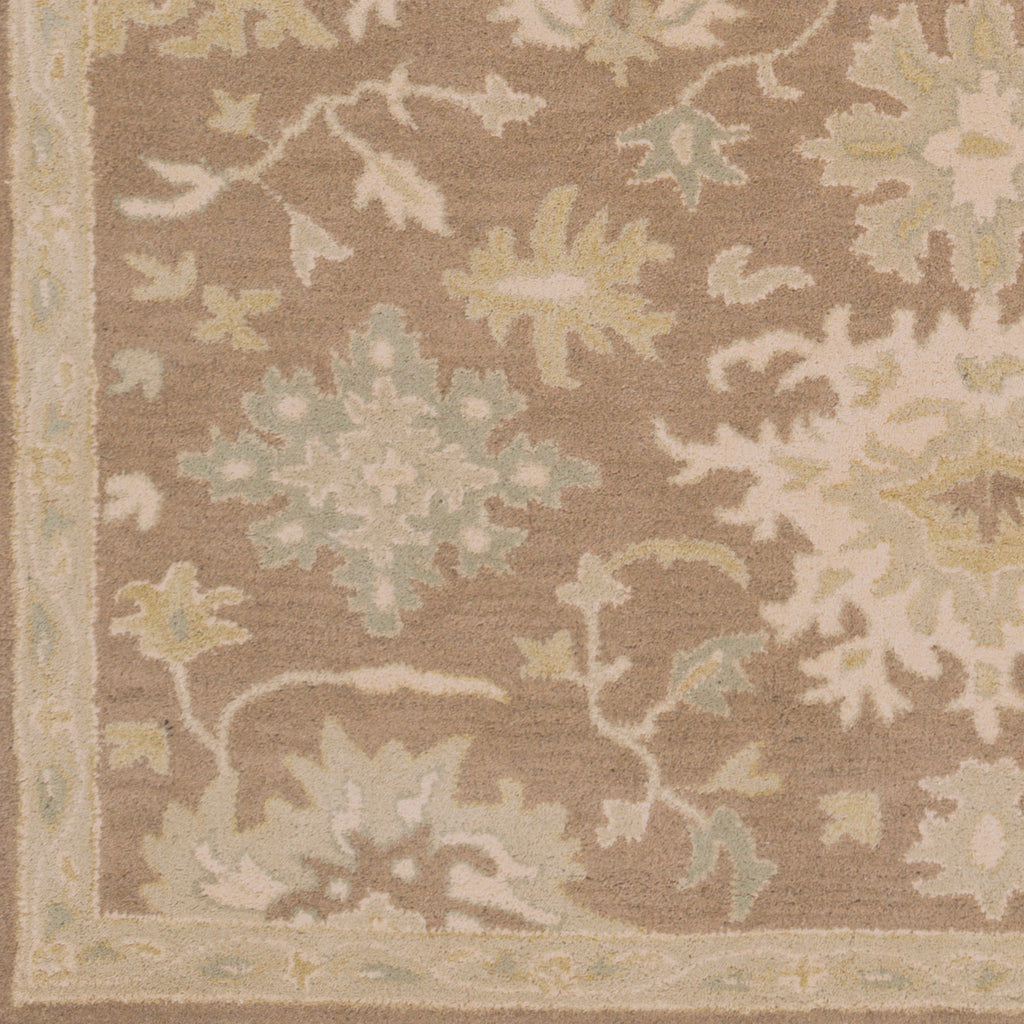 Julian Sand hand-tufted wool rug with a warm beige floral and vine pattern.