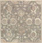 Mediterranean Seal hand-tufted wool rug with a grey and taupe floral pattern.