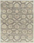 Rubicon Oyster hand-tufted wool rug with a taupe and ivory floral pattern.
