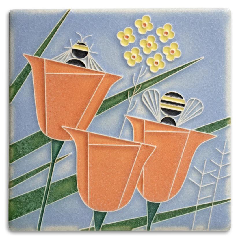 Coming and Going Motawi art tile- 6x6