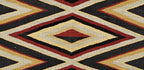Ramah Southwest flat weave wool rug featuring a geometric diamond pattern in red, black, and beige.