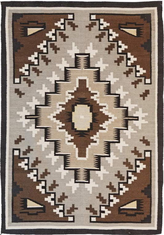 Two Grey Hills number 2 Southwest Hand-Knotted Rug