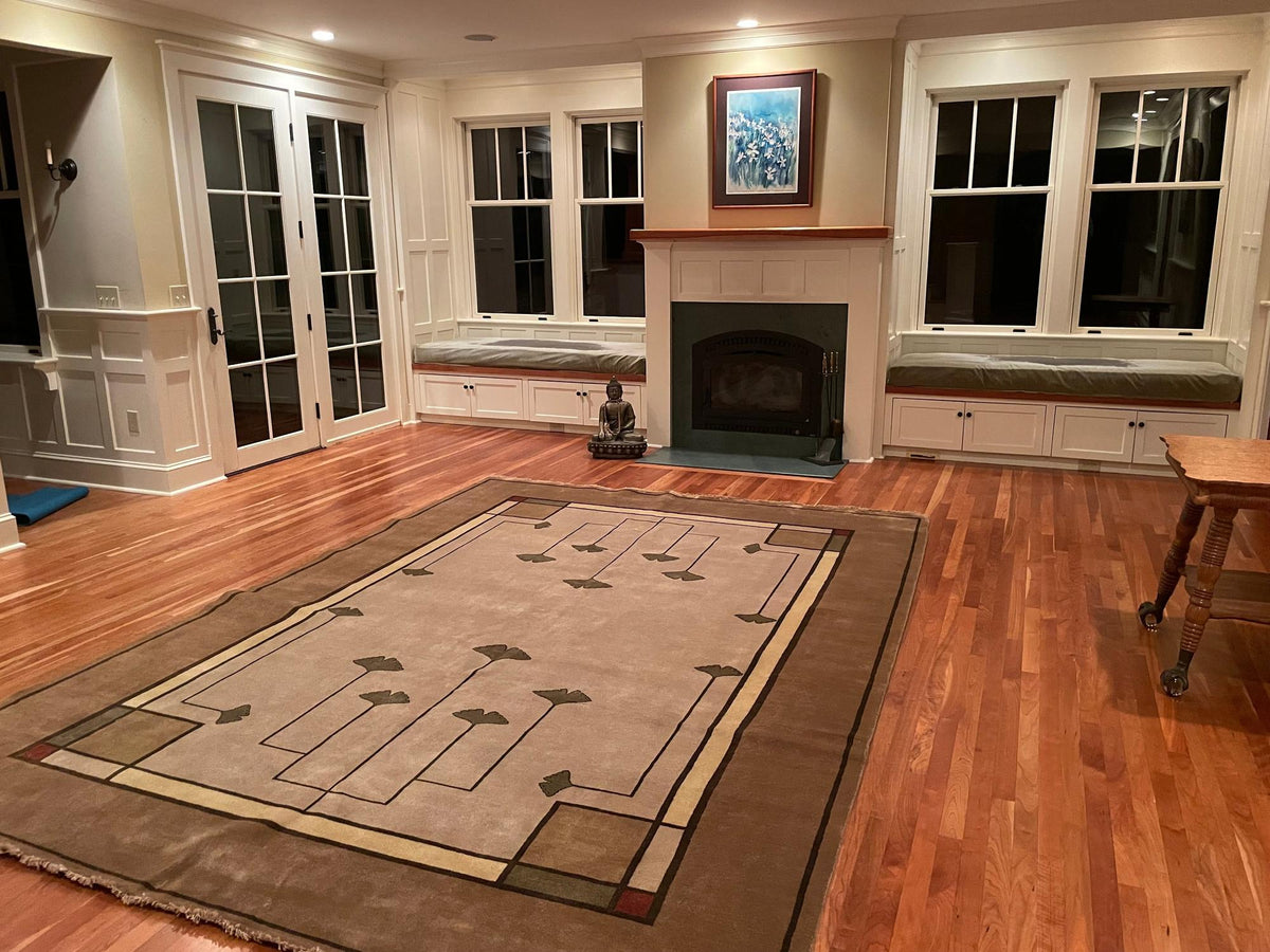 Ginkgo Beige Hand Knotted Wool Rug