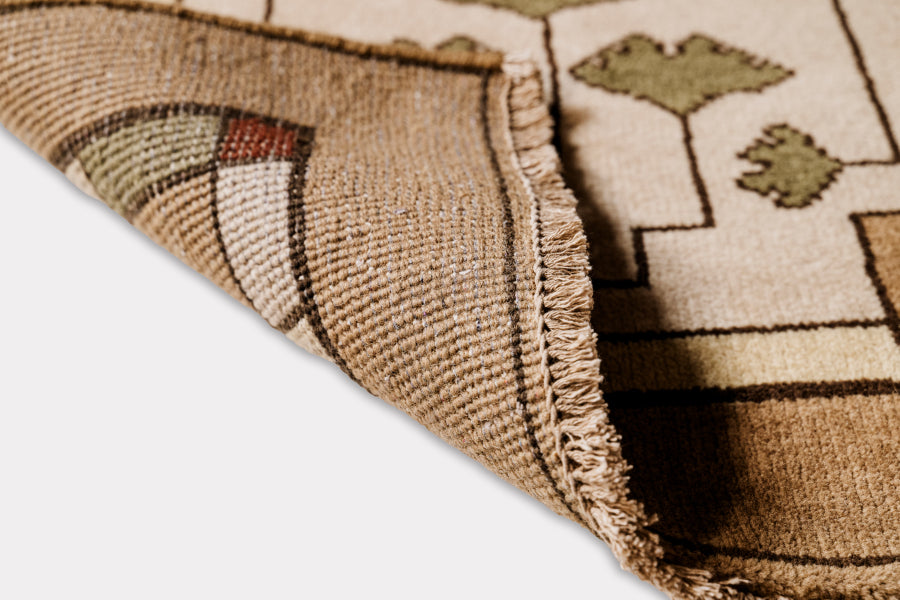 Ginkgo Beige Hand Knotted Wool Rug