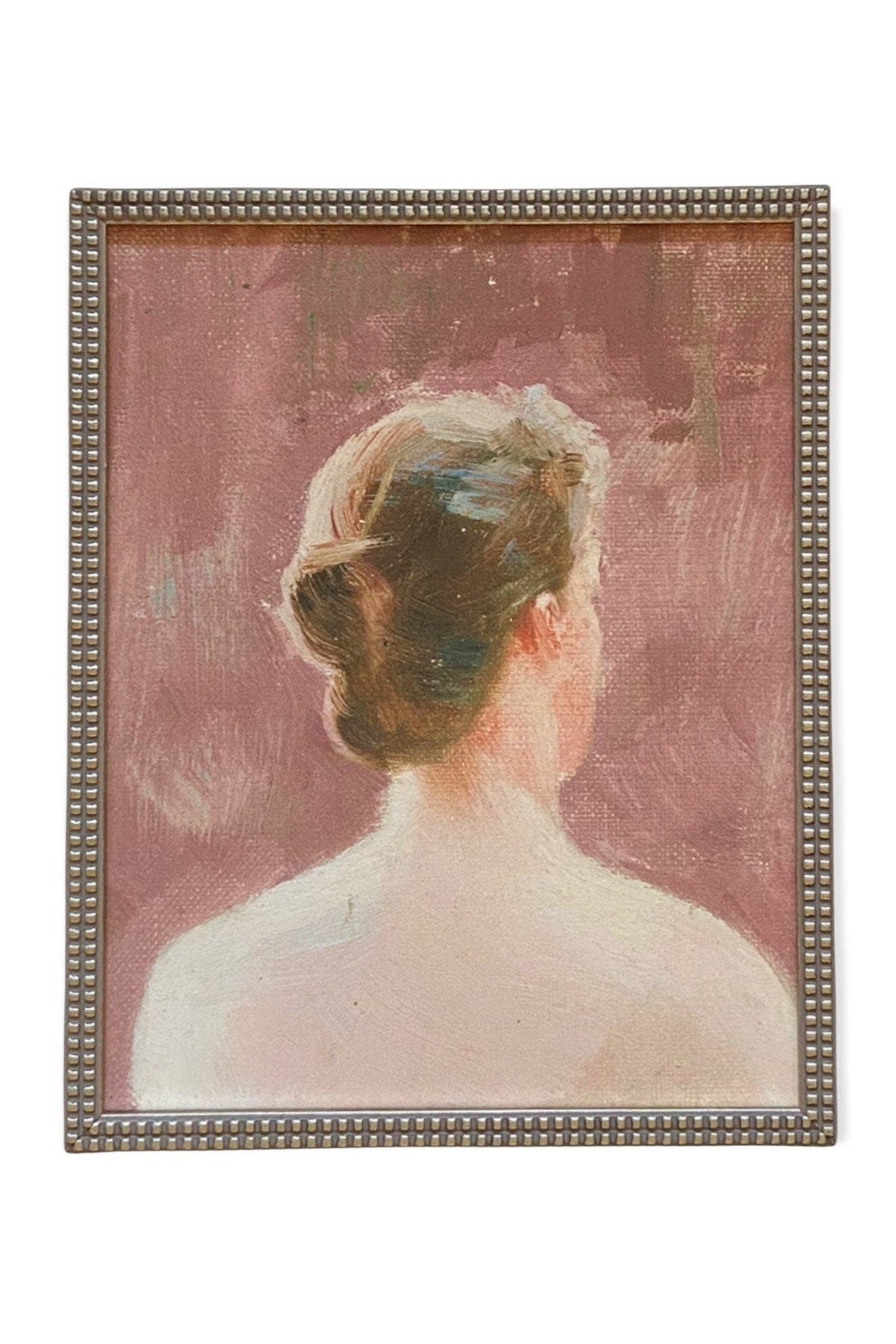 Vintage Framed Canvas Pink Portrait of a Woman